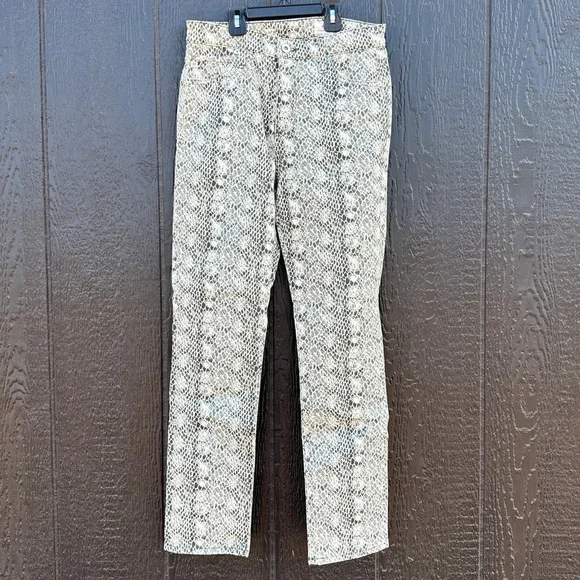 Adriano Goldschmied 28R Jeans Pants Python Snake Pattern Mari High Rise Straight - Picture 2 of 13